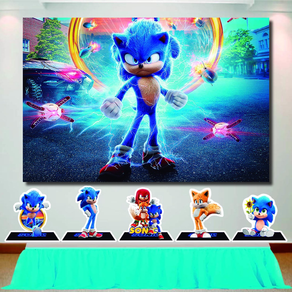 Kit Painel + Displays Sonic Filme Decoração De Festa #4 Full