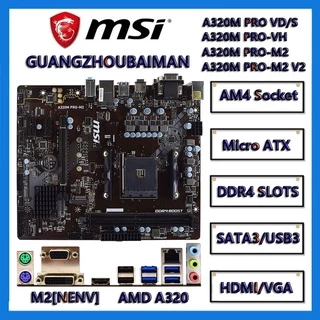 MSI A320M PRO-VH/M2/VD/S A320 AMD Ryzen AM4 Placa Mãe DDR4 SATA3 HDMI Micro-ATX M2 NVME
