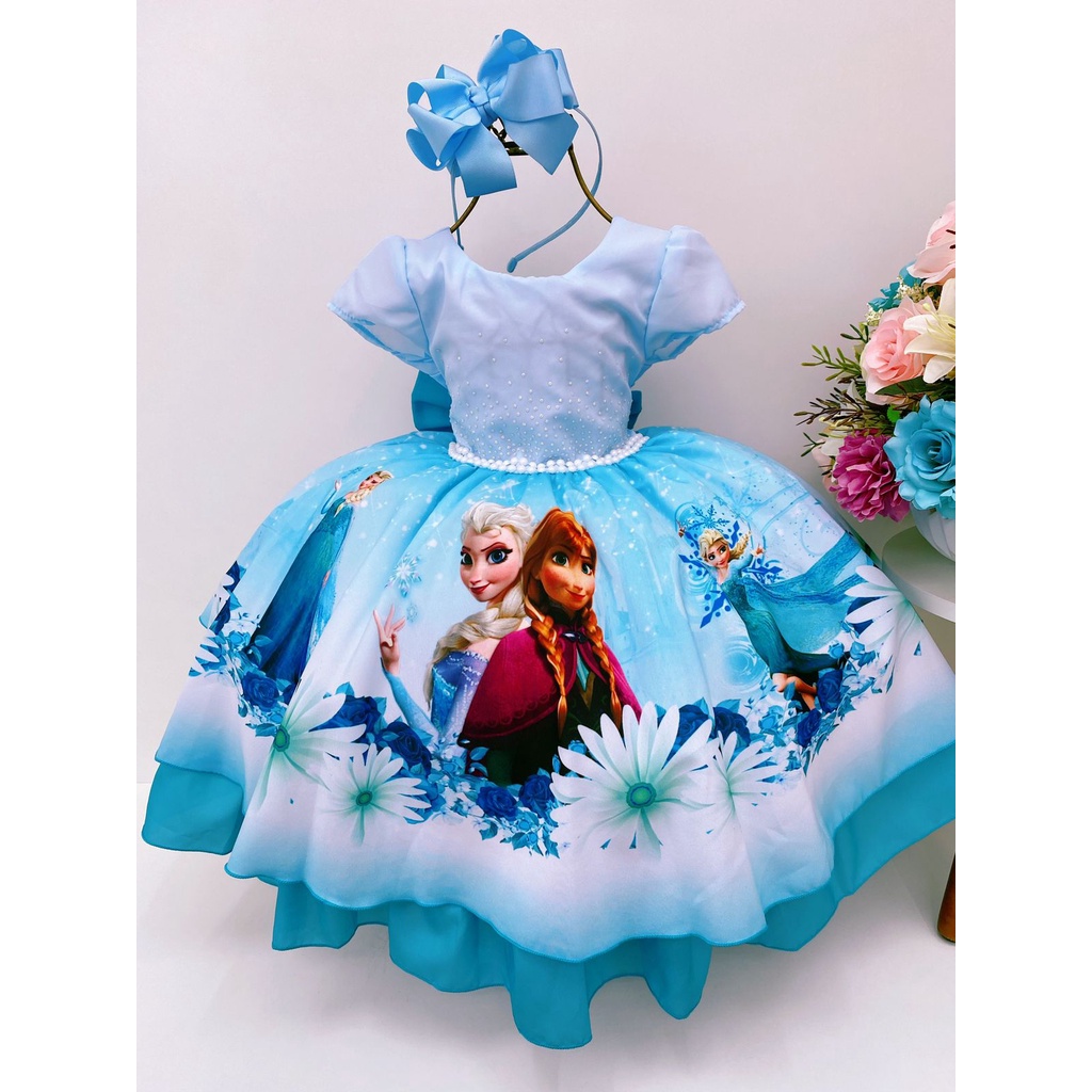 Vestido longo best sale da frozen