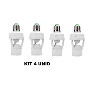 Kit 4 Sensor De Presença Pra Lampada C/ Soquete E27 Bocal Fotocélula Automação