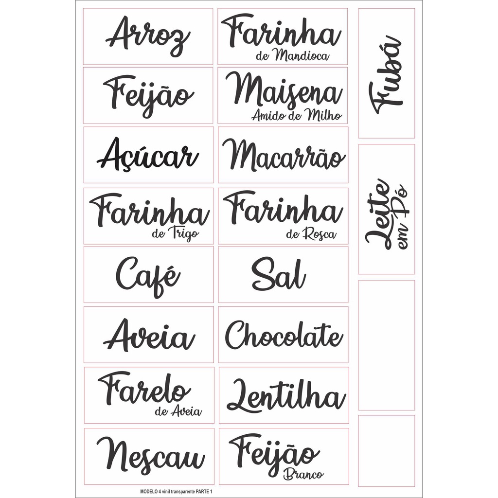 kit etiquetas mantimentos transparente - Modelo 4 | Shopee Brasil