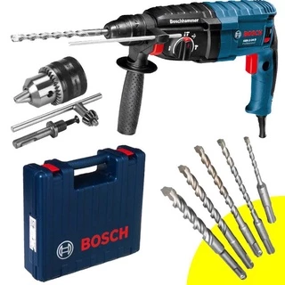 Martelete SDS-Plus 820W 2,7 KG GBH 2-24D Perfurador Rompedor BOSCH + Mandril c/ Adaptador + 5 Brocas
