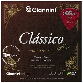 Cordas Violão Nylon Giannini Clássico Tensão Média Original