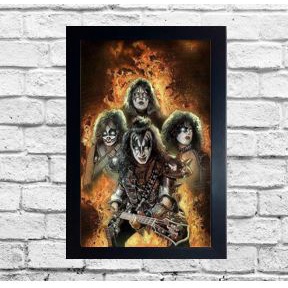 Quadro A4 decorativo Banda Kiss Rock moldurado 24x33 cm Cod.287