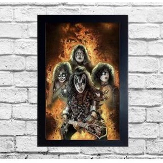 Quadro A4 decorativo Banda Kiss Rock moldurado 24x33 cm Cod.287