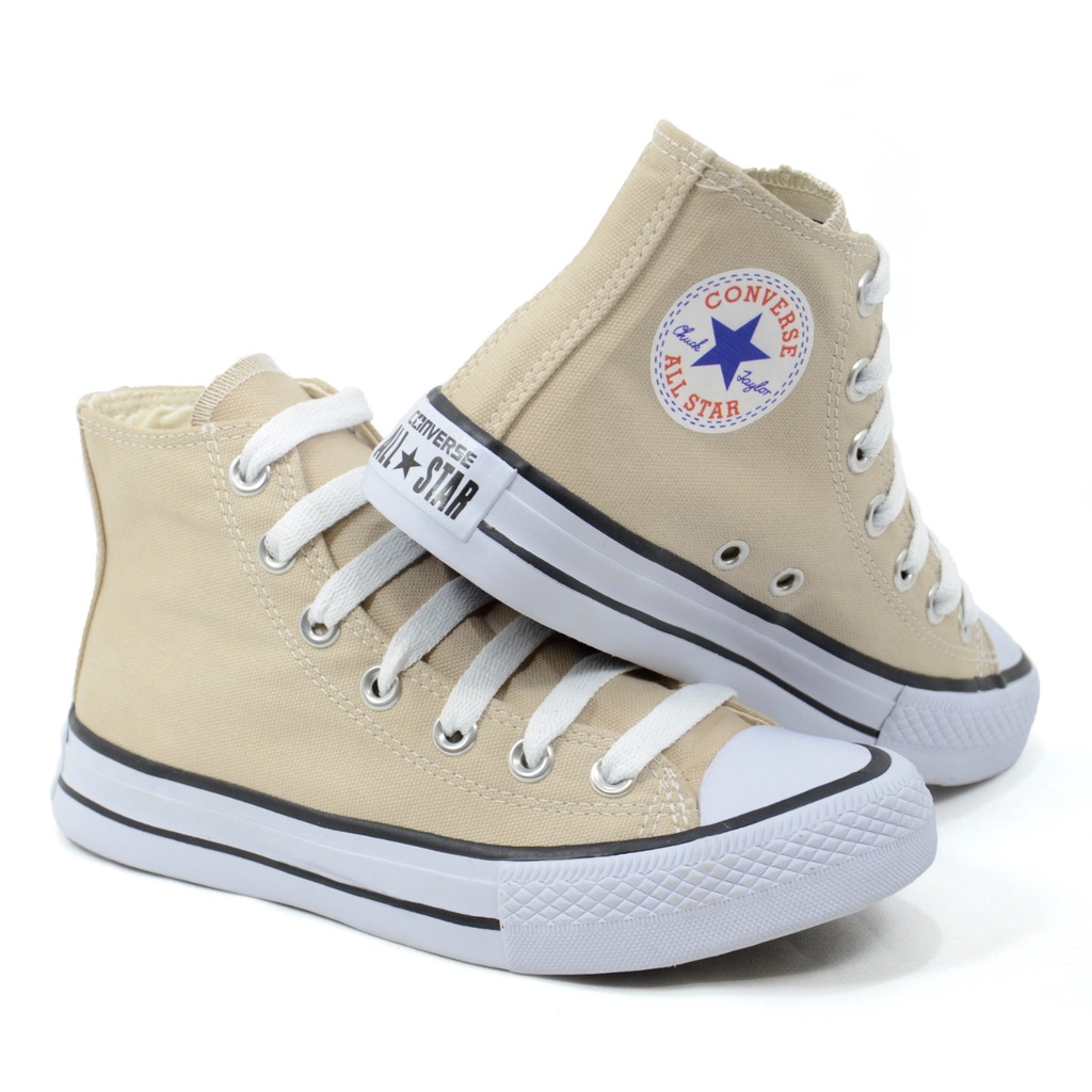 Tênis Converse All Star Chuck Taylor Feminino Cano Alto Bege - FutFanatics