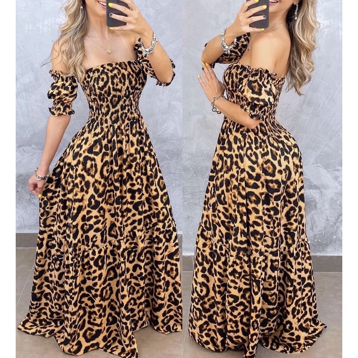 Clearance vestido longo oncinha Discount