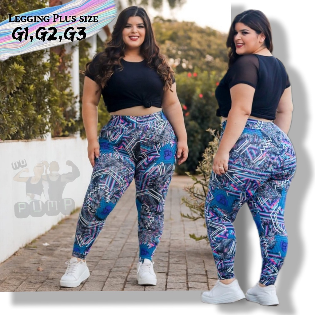 Kit 2 Calça Legging Cintura Alta Modelo Empina Bumbum Modeladora 34 ao 60