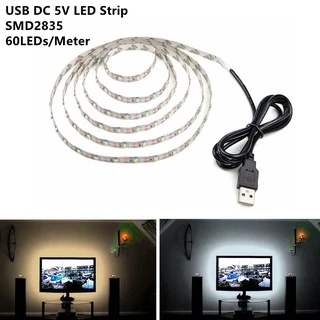 Usb Luz De Tira Conduzida 5 V Smd2835 Led Tv Fundo Iluminação 1 M 2 M 3 M 4 M 5 M Quente Branco Diy Flexível 2835 Luzes Led Decoração Da Casa De Natal Lâmpada