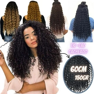 Alongamento Cabelo Aplique Tic Tac Mega Hair Cacheado