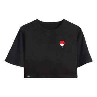 Blusa Cropped Anime Naruto Uchiha Camiseta Feminina