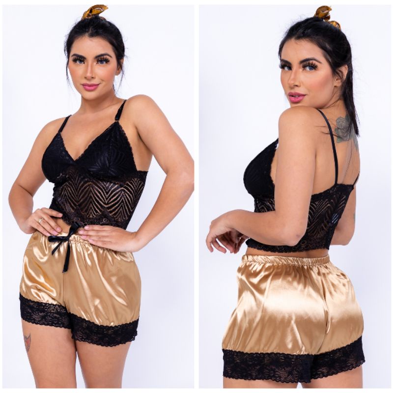 CONJUNTO DE CETIM C/ RENDA (Ref.A)