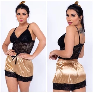 CONJUNTO DE CETIM C/ RENDA (Ref.A)