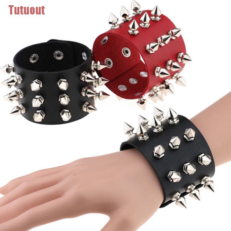 【 tutuout 】 Pulseira De Couro Punk De Rocha Gótica De Três Linhas