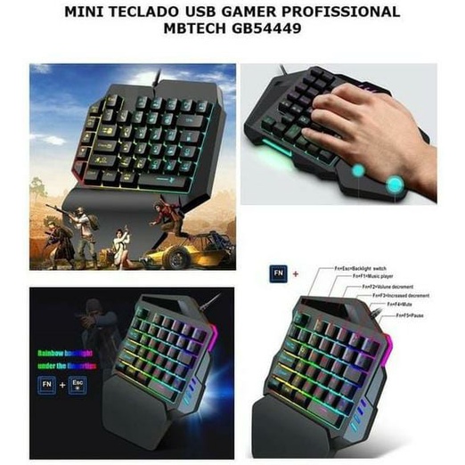 Teclado Gamer para Juegos Mini Teclado multicolor LED Mini Keyboard for  Gaming