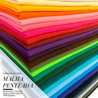 Tecido Meia Malha Penteada 100% algodão 1 Metro - CORES CLARAS