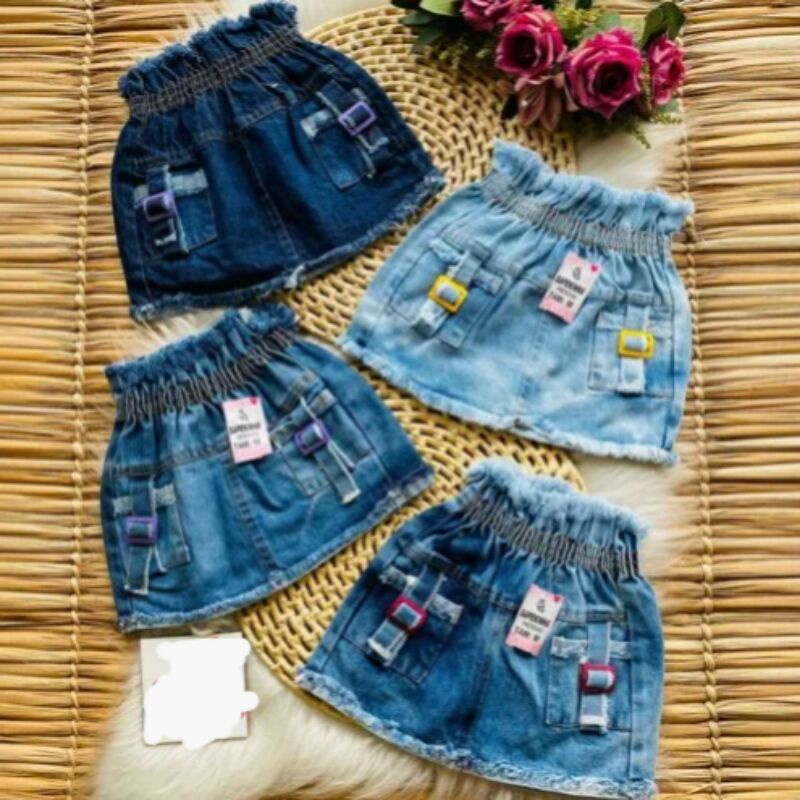 Saia jeans infantil meninas blogueirinha | Shopee Brasil