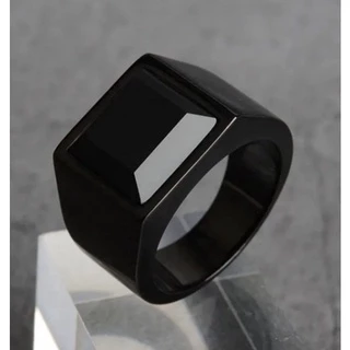 Anel Masculino Todo Preto Pedra Natural Onix Nacional