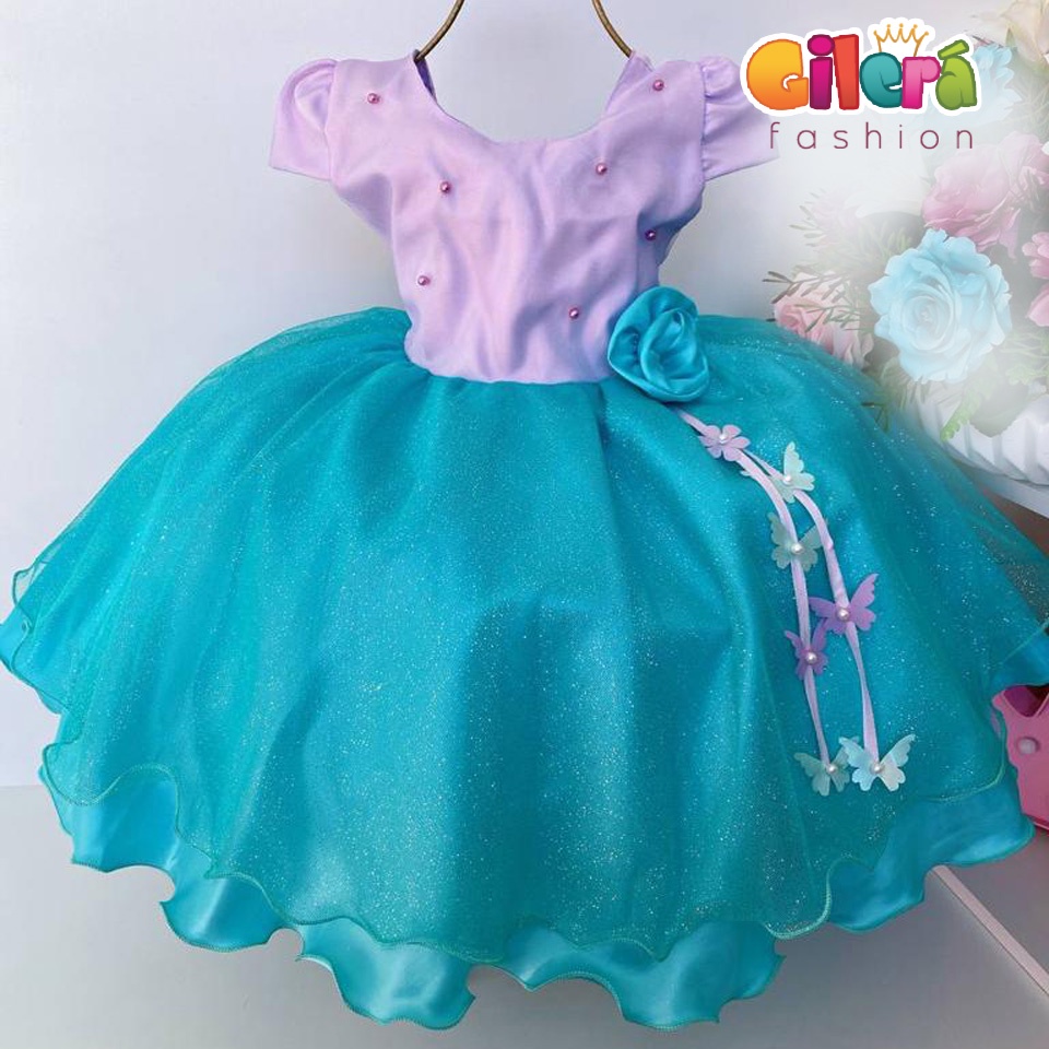 Vestido Roupa Festa Fantasia Infantil Tematico Sereia Ariel