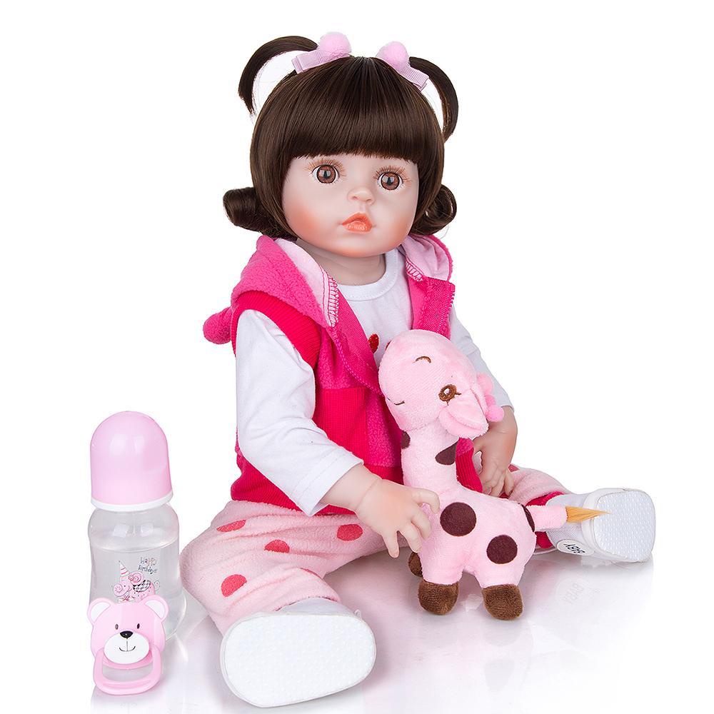 Boneca Bebê Reborn Silicone Menina com Girafa Original 48cm :  : Brinquedos e Jogos