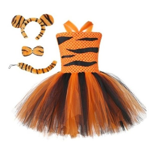 Fantasia Infantil Feminina Tigre Vestido Animal Zoo Festas | Shopee Brasil