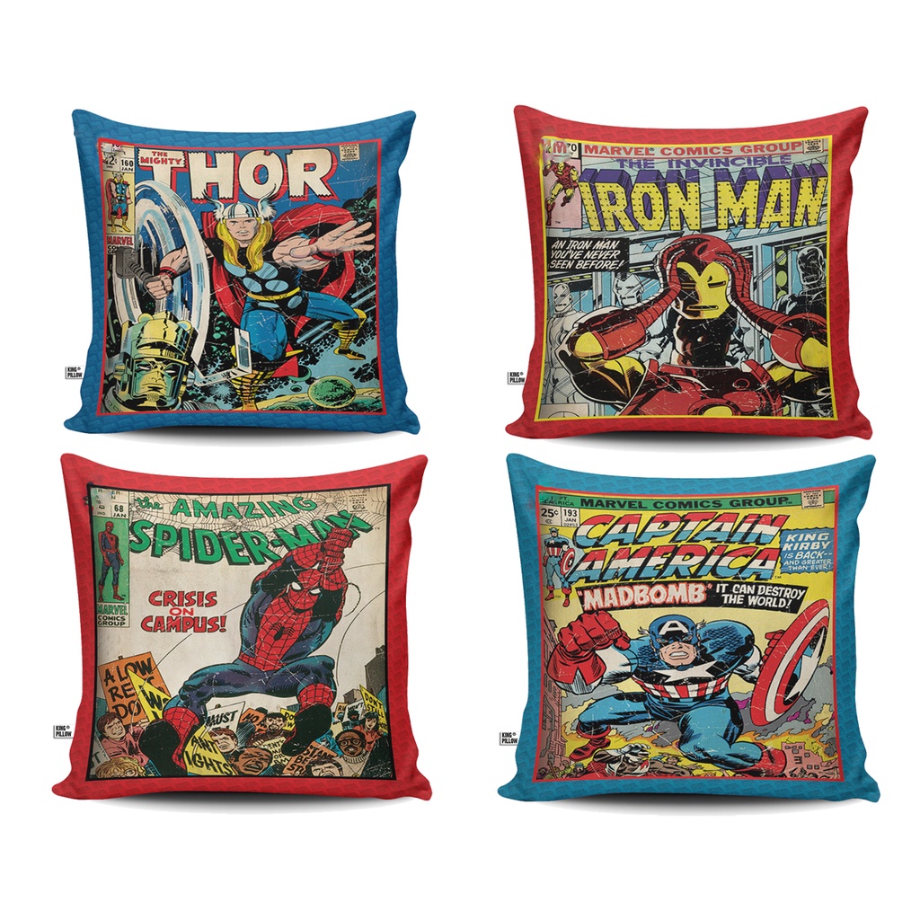 Kit 4 Capas De Almofada Decorativa Estampa dos Herois Marvel