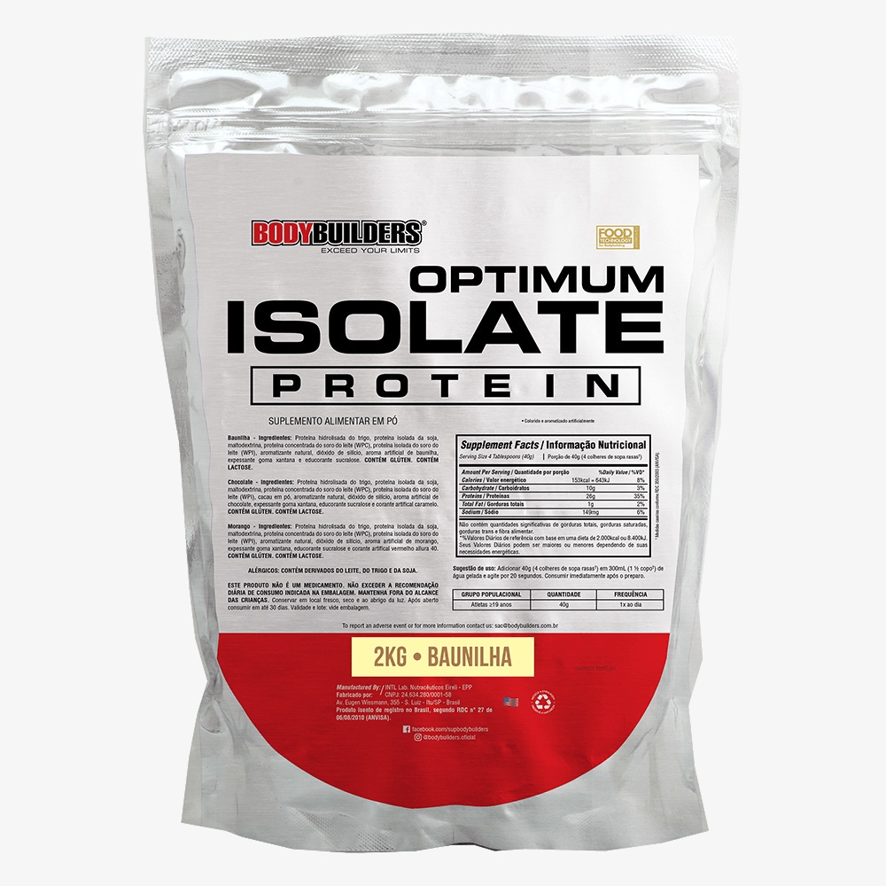 Whey Optimum Isolate Protein 2kg – Ganho de Massa Muscular Magra – Bodybuilders