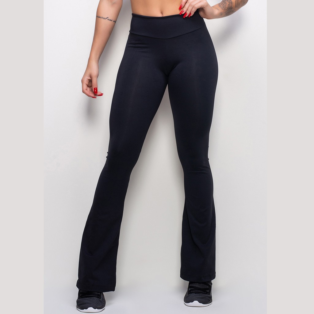 Calça flare store elastano e poliester