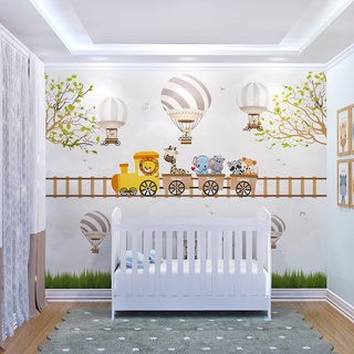 Papel de parede infantil quarto de bebê Gatinhos Fofos Baloeiros