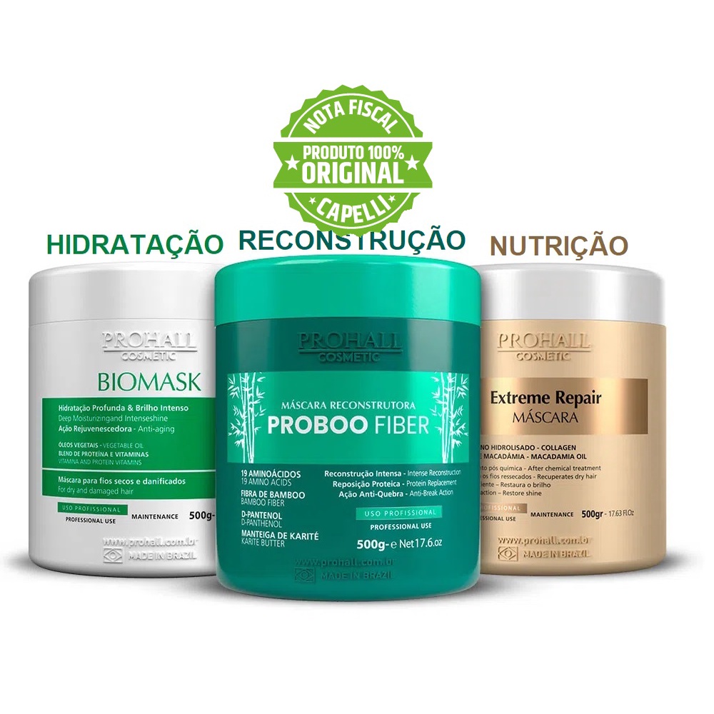 Kit Prohall Creme De Hidratação Nutrição Reconstrução 500g | Shopee Brasil