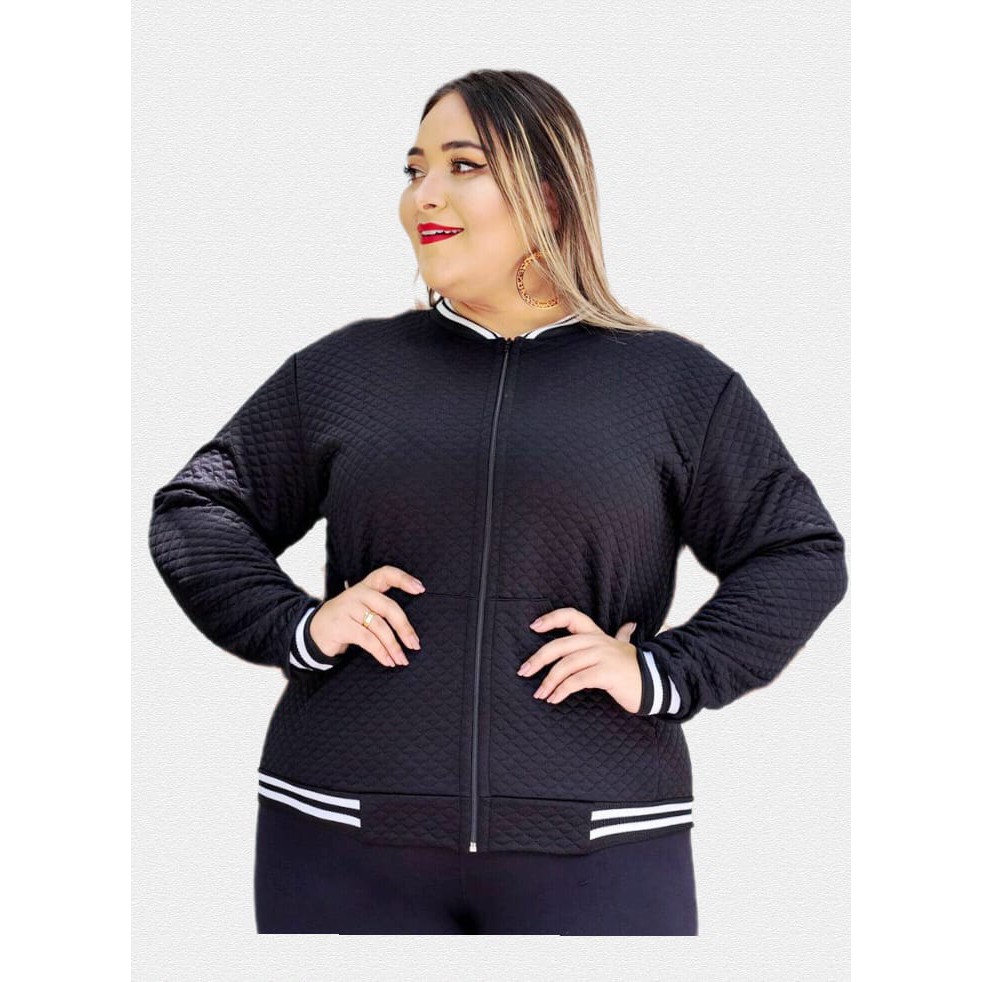 Jaqueta Capuz Moletom Leve Plus Size Feminino - Preto – Basicamente