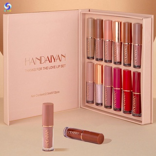 HANDAIYAN 12 Pçs/Conjunto Brilho Labial Fosco Fácil De Usar Longa Duração À Prova D