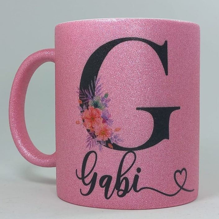 Caneca Personalizada Glitter Rosa | Shopee Brasil