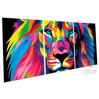 Kit 3 Placas Decorativas Quadros Em Mdf Parede Sala Leão Judá Colorido