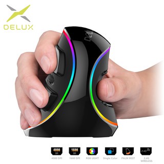 Delux M618 PLUS Ergonômico Vertical Gaming Mouse 6 Botões 4000 DPI RGB Com Fio À Mão Direita Mouse Para PC Computador Portátil