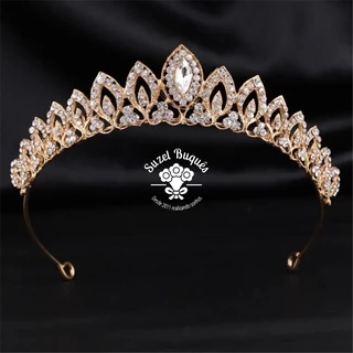 Coroa Tiara Noiva Strass Dourada Casamentos Debutante