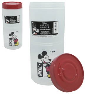 POTE DE PLASTICO REDONDO TODA HORA MICKEY COM TAMPA VERMELHO 1,65L