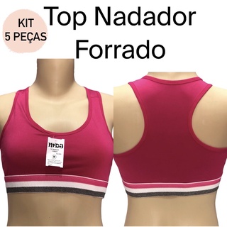 KIT 5 Top Nadador Microfibra Forrado Algodão Feminino Toper Adulto Para Academia Yoga Pilates Preço De Atacado Lingerie Íntima