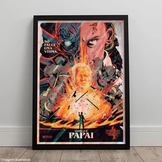 Quadro Stranger Things 4 Capítulo Oito Papai Pôster Retro C/ Moldura A4 e A3
