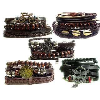 Pulseiras Braceletes De Couro Masculino Feminino Combo Ajustaveis