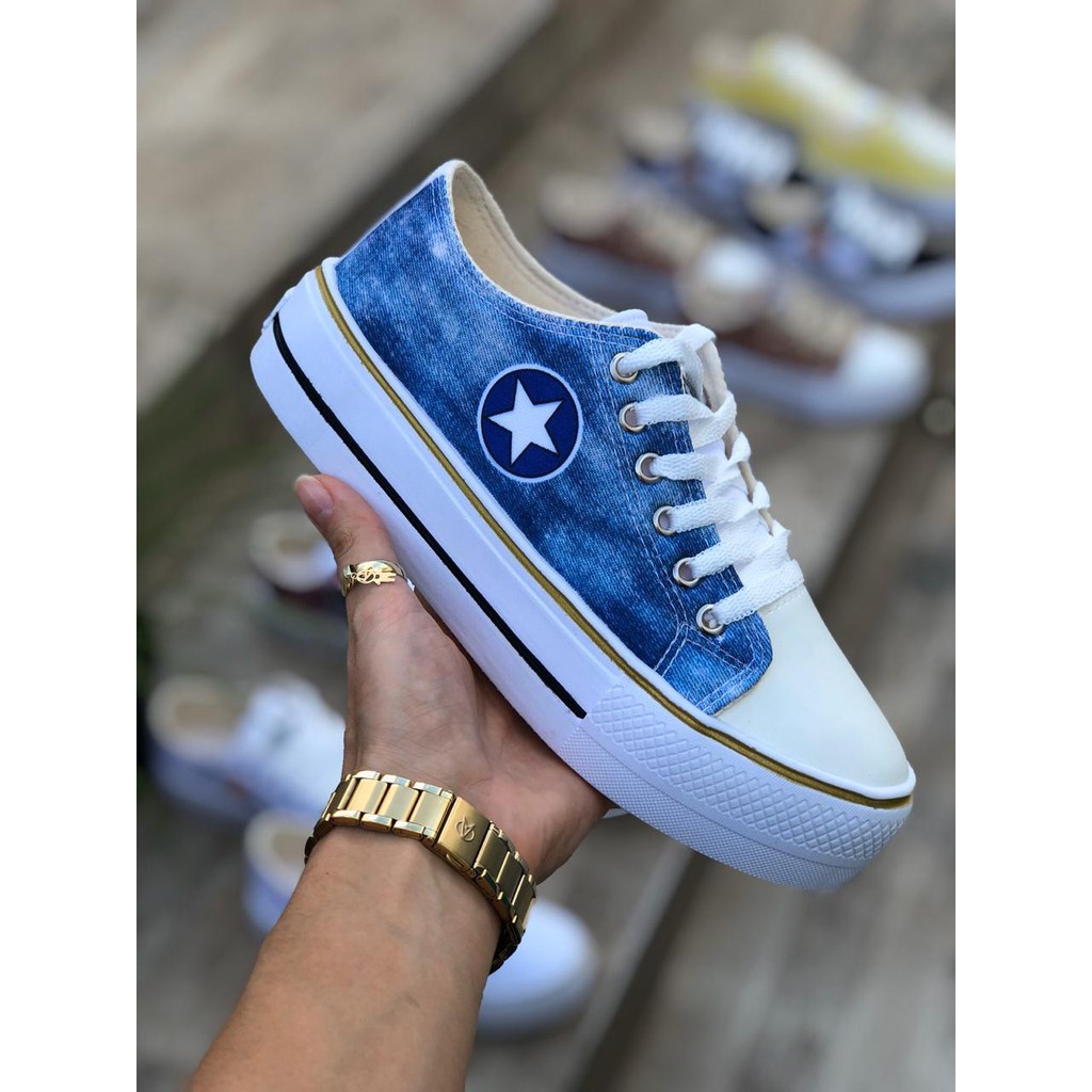 Converse hot sale plataforma jeans