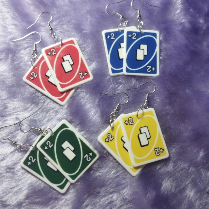 Brinco Carta Uno - Chaveiro de Celular de carta Uno - Brincos de cartas de  UNO +4 e +2 - Jogo Uno- Brincos aesthetic - Brincos divertidos
