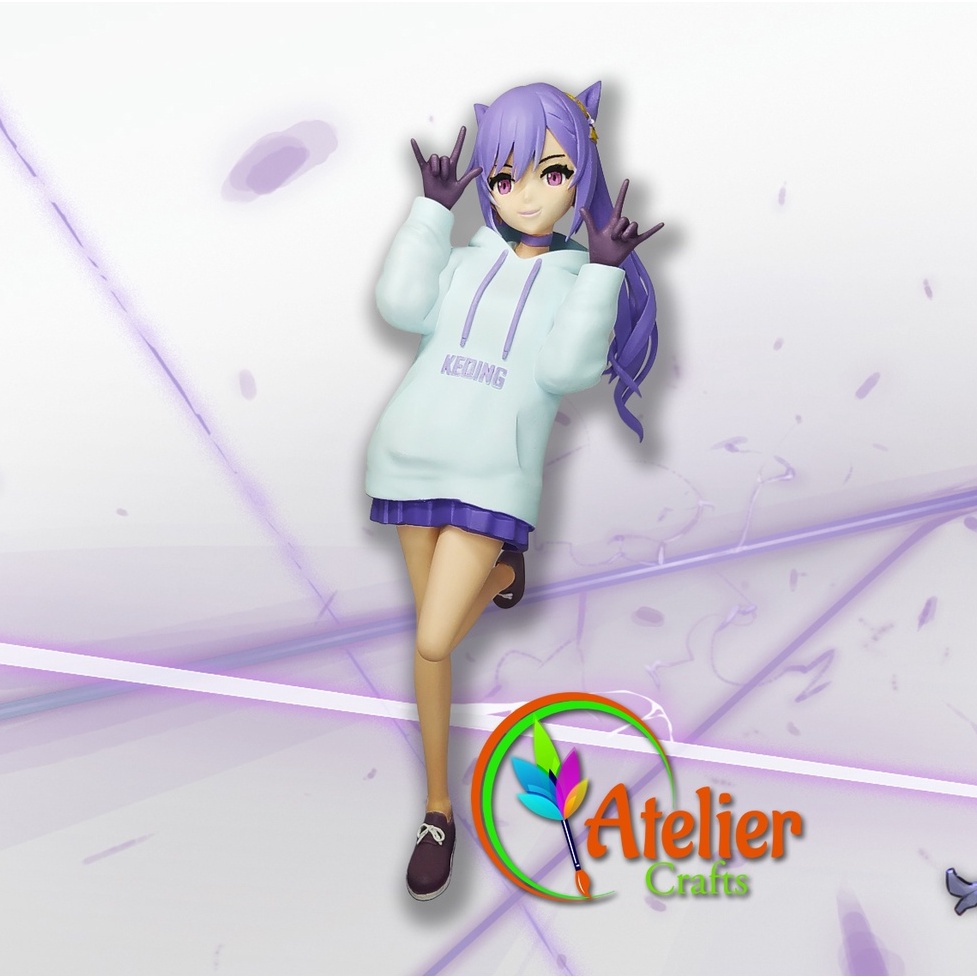 Action Figure Keqing Genshin Impact - Figura Colecionável de Resina 25cm