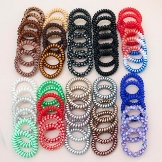 12pcs Ladies Multicolor Fashionable Popular Headwear High Elastic Telephone Cord Cordão Telefônico High Elastic Tie Gradient Matte Hair Tie Adequado para o Natal de uso diário