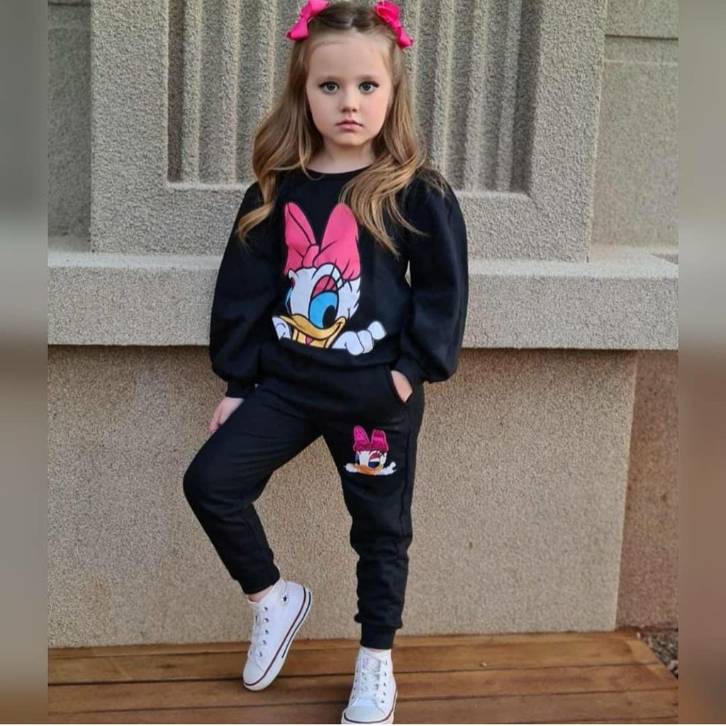 Conjunto de Moletom Infantil Feminino Personagem Margarida Inverno Menina