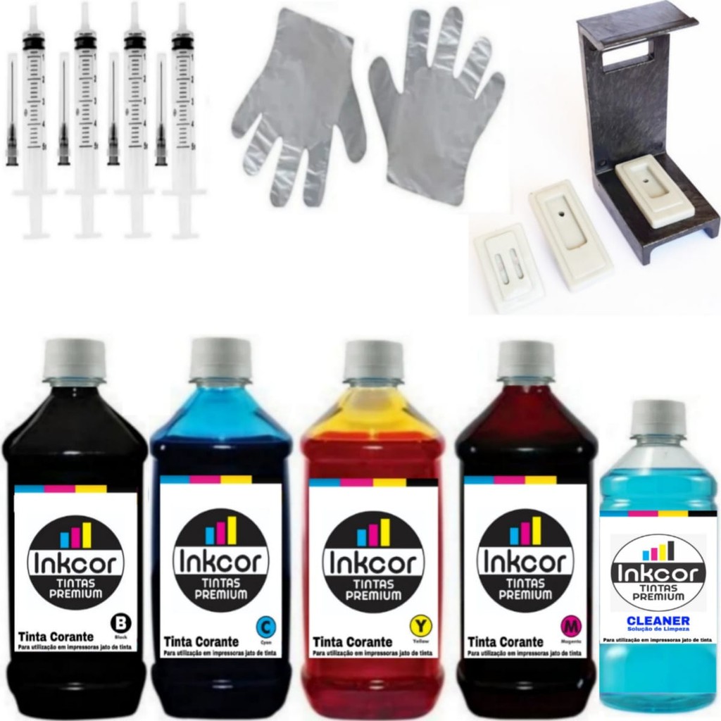 Recarga de Cartuchos Kit Inkcor Compatível com HP Deskjet Advantage 2675 2676