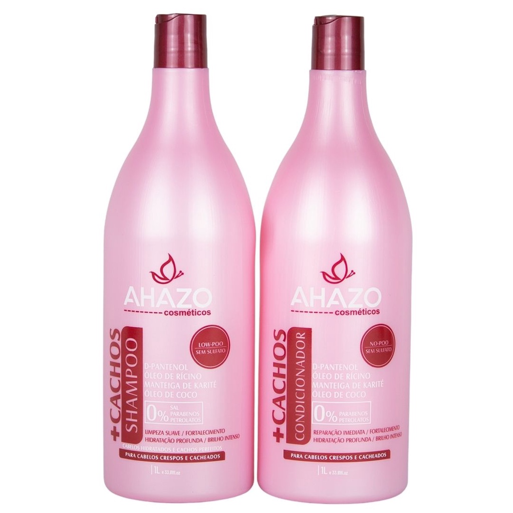 Kit Para Cabelo Cacheado Shampoo e Condicionador 1 Litro Profissional ...