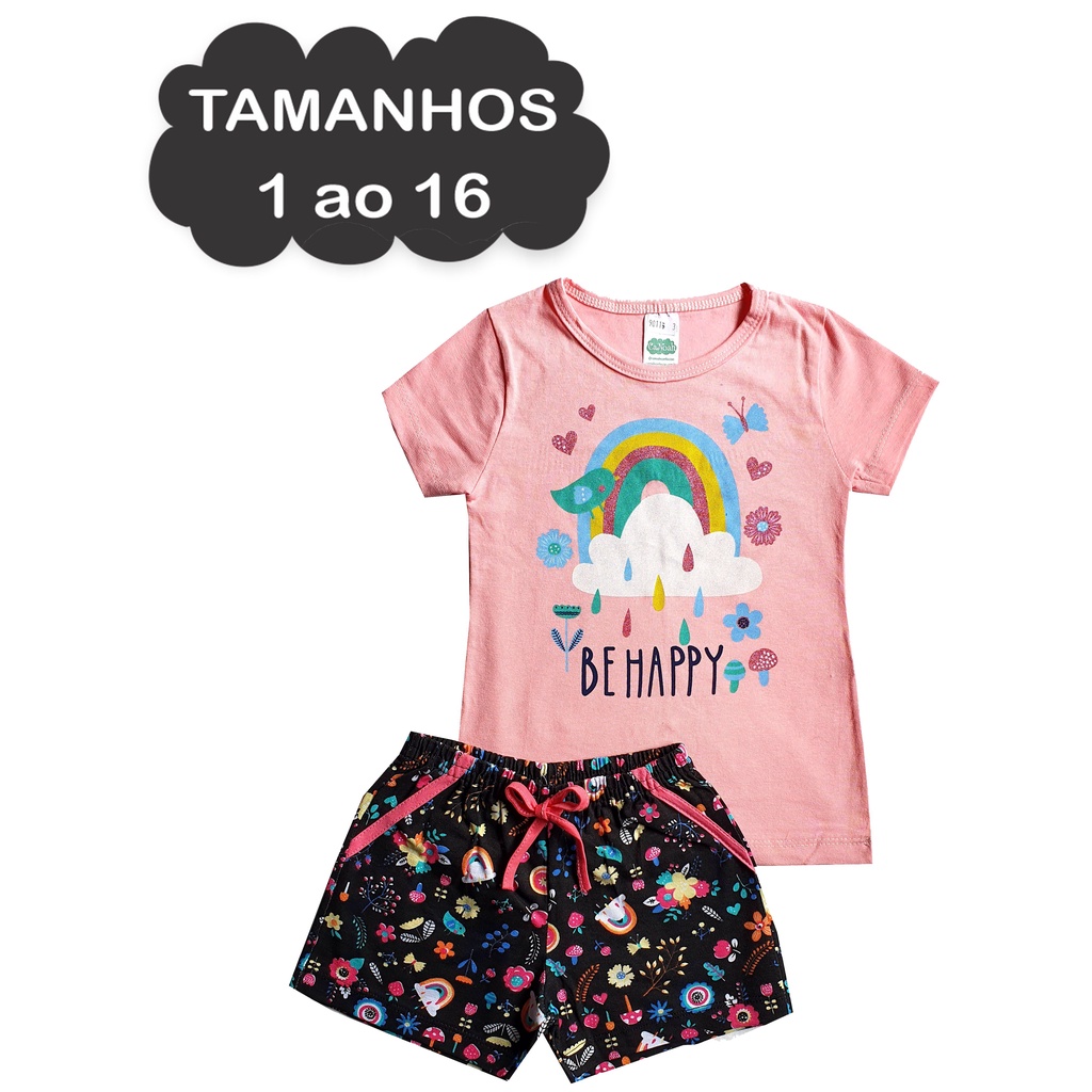 1 Conjunto Infantil e juvenil menina 1 ao 16 VERÃO roupa para criança ...