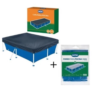 Kit Capa + Forro 3000 Litros Para Piscina Proteção Limpeza Cuidados
