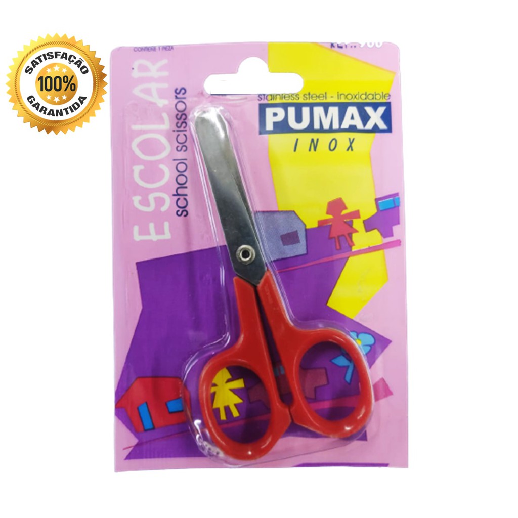 Tesoura Escolar Infantil Com Ponta Arredondada - Pumax Inox | Shopee Brasil